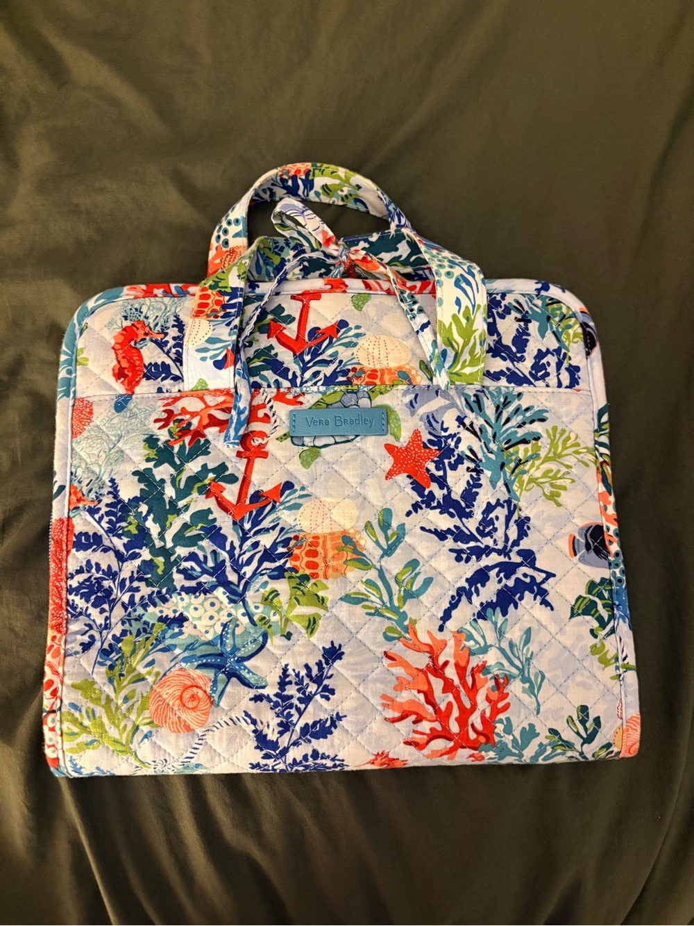 Vera Bradley Shore Thing print Quilted Cosmetic Travel Organizer Bag